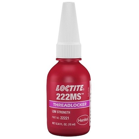 Henkel Anaerobic Threadlocker, Small Screw, Bottle, 10 Ml 222MS 10ML IDH 135333